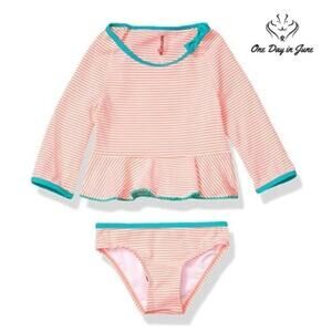 Kensie Girl Seersucker Stripe Rash Guard Bikini Swimsuit Size 12 Mths